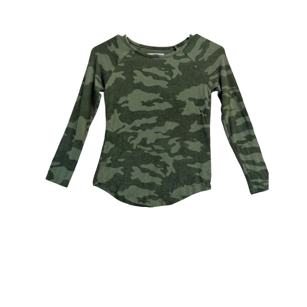 Old Navy Kids Green Camouflage Raglan Long Sleeve Shirt Size M 8 Knit Top